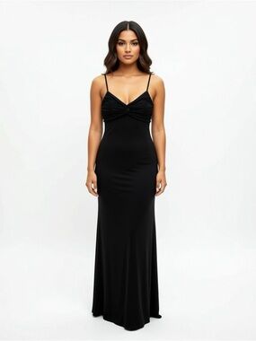 Calvin Klein Black Spaghetti-Strap Maxi Dress